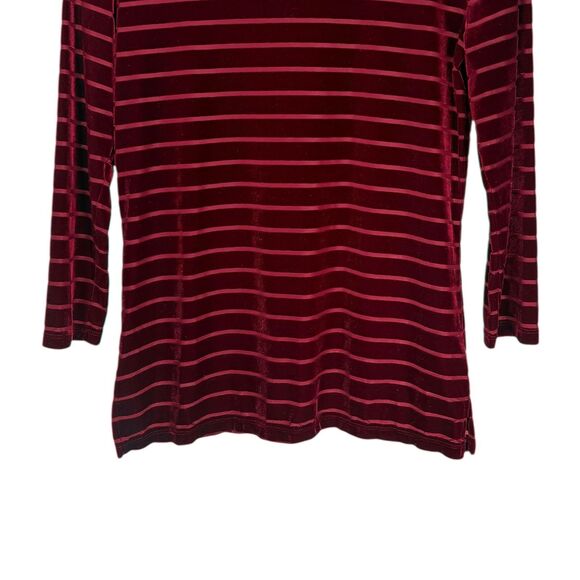 Ralph Lauren Women's Blouse Burgundy Velvet Sheer Stretch Holiday Top Size PM - Picture 7 of 8